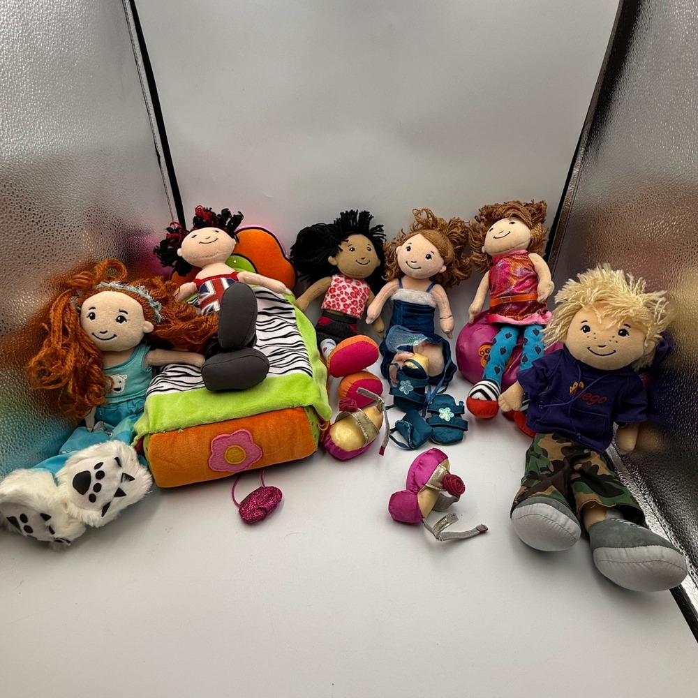 Manhattan Toy Groovy Girls Plush Doll Lot with Diego Bed and Accessories
